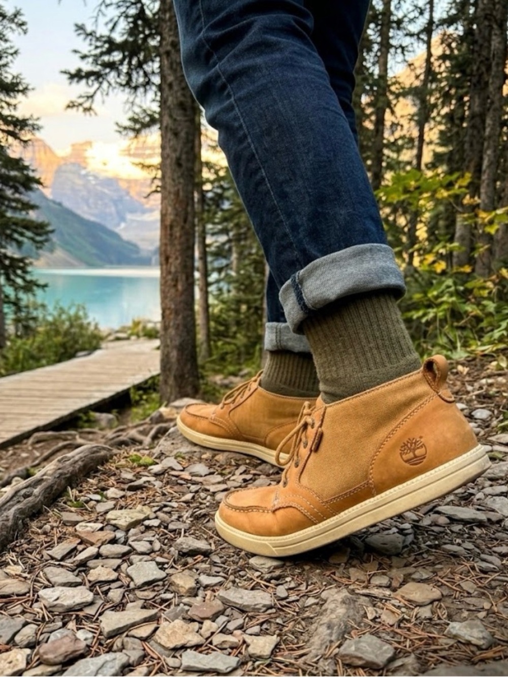Timberland Men’s Tan Leather & Canvas Chukka Sneakers